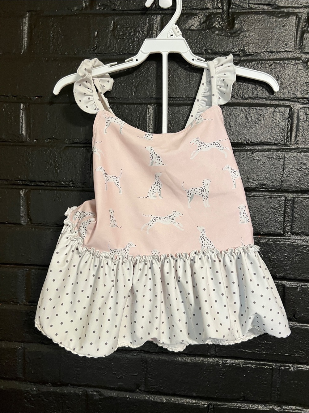 SweetHoney Pink Dalmatian Ruffle Swim Two piece